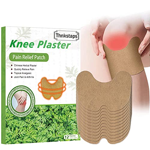 Thnkstaps Knee Pain Relief Patch Parches Alivio del Dolor, 12Pcs Parche Analgésico de Rodilla, Parches de Calor,Calcomanías de Rodilla de Moxibustión,Puede Aliviar Eficazmente el Dolor