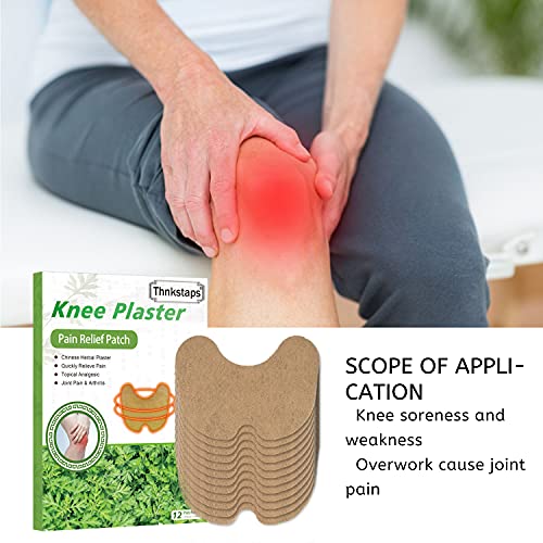 Thnkstaps Knee Pain Relief Patch Parches Alivio del Dolor, 12Pcs Parche Analgésico de Rodilla, Parches de Calor,Calcomanías de Rodilla de Moxibustión,Puede Aliviar Eficazmente el Dolor