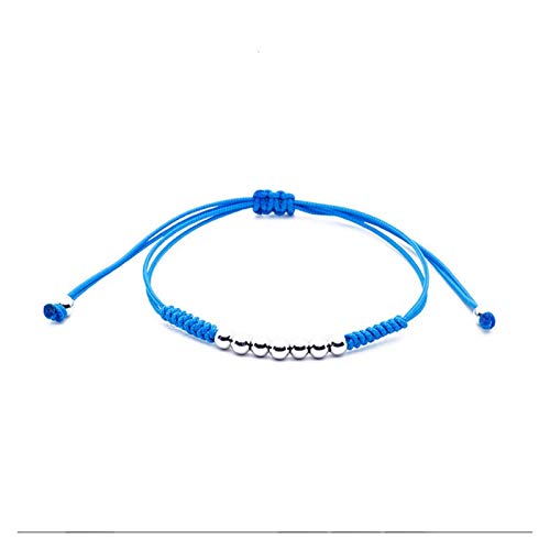 TIANYOU Pulsera de Standy de Plata Esterlina Genuina 925 Cuerda de Cera Cuerda Amuleto Brazalete Joyería con Estilo Y Único Exquisito/Sky Blue