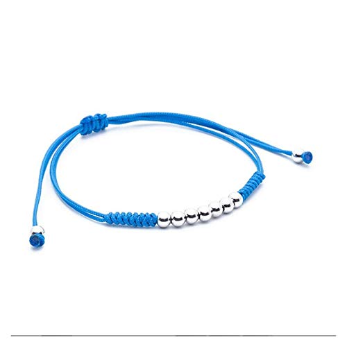 TIANYOU Pulsera de Standy de Plata Esterlina Genuina 925 Cuerda de Cera Cuerda Amuleto Brazalete Joyería con Estilo Y Único Exquisito/Sky Blue