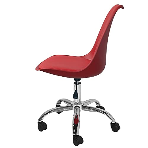 TIENDA EURASIA® Silla Moderna de Escritorio - Asiento de Polipropileno y Cojín Acolchado - Elevación Hidráulica (Rojo)