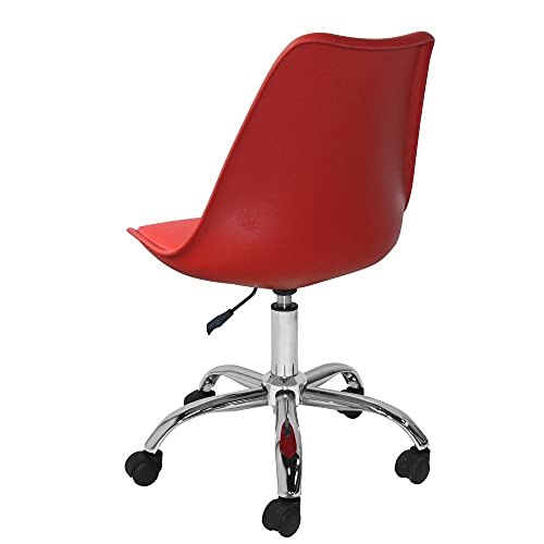 TIENDA EURASIA® Silla Moderna de Escritorio - Asiento de Polipropileno y Cojín Acolchado - Elevación Hidráulica (Rojo)