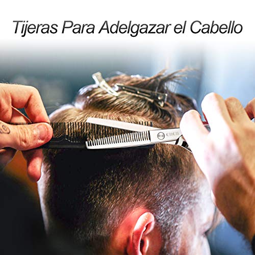 Tijeras Peluqueria Profesional, CIICII 8Pcs Tijeras Barbero de Cortar/Tijeras Entresacar Peluqueria/Tijeras Cortar Pelo (6.7 Pulgadas/Plateado) Tijeras para el Cabello para Peluquero y Salón de Corte