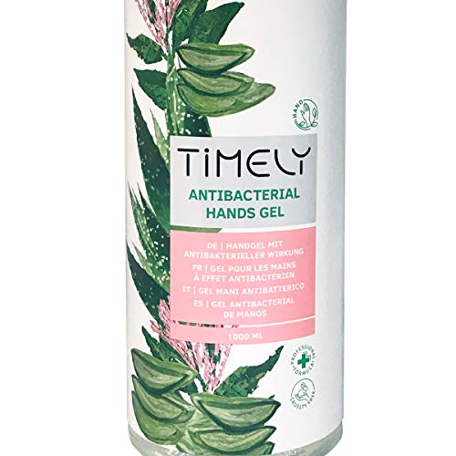 Timely - Gel de manos antibacteriano con aloe, tamaño de viaje, 1000 ml