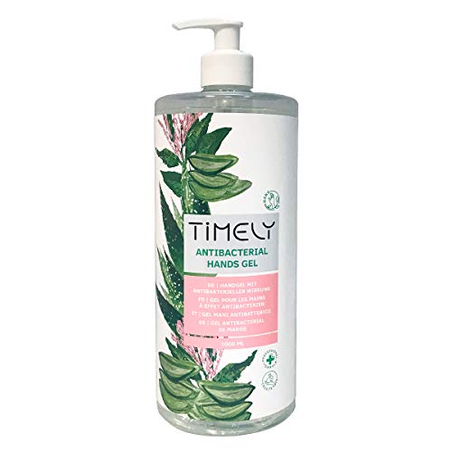 Timely - Gel de manos antibacteriano con aloe, tamaño de viaje, 1000 ml