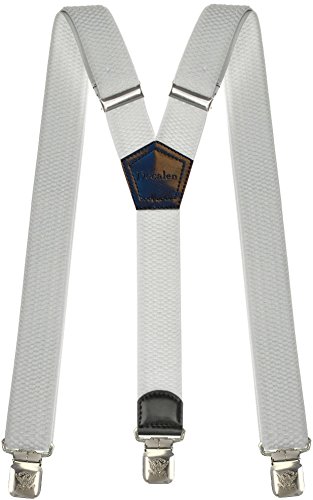 Tirantes Hombre Elásticos Ancho 40 mm con clips extra fuerte totalmente adjustable (Blanco)