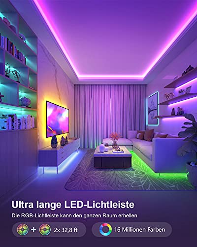 Tiras LED 20M, Nallee Luces LED Habitación 5050 RGB con Control Remoto, 16 Millones de Colores, Sincronización de Música, Perfecta Para Decoración de Habitación, Fiestas, Cocina, Techo