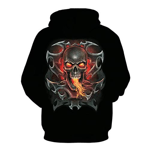 TLLW - Sudadera con capucha, diseño de calavera, para Halloween, diseño de calavera 3D F021 3XL