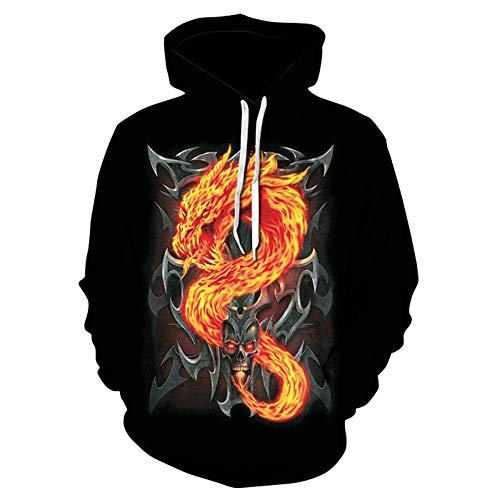 TLLW - Sudadera con capucha, diseño de calavera, para Halloween, diseño de calavera 3D F021 3XL