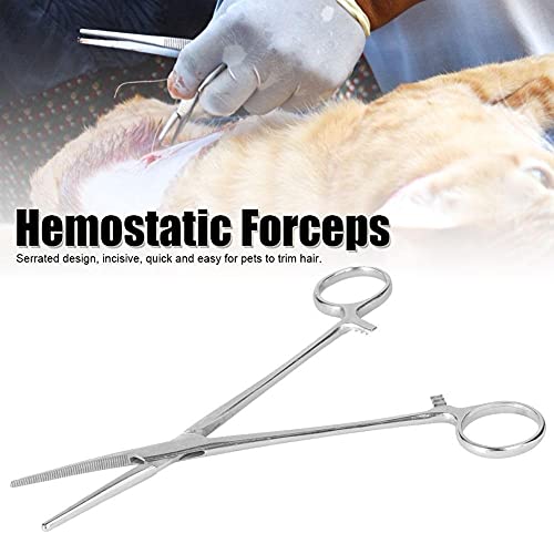 Toasses Pinzas hemostáticas hemostáticas quirúrgicas Alicates de Acero Inoxidable Pinzas para el Cabello para Mascotas para Uso Veterinario (Punta Recta)