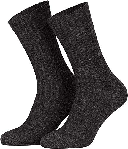 Tobeni 5 pares de calcetines noruegos de invierno con suela de terry sin goma para mujer y hombre, Color:Antracita;Talla:43-46