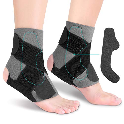 Tobillera para Tendinitis, Soporte de Tobillo Ajustable con Placa de PE para Estabilizar la Fuerza para la Recuperación de Lesiones, Alivio del Dolor Crónico de Tobillo, Artritis, Tendinitis, 1 Par