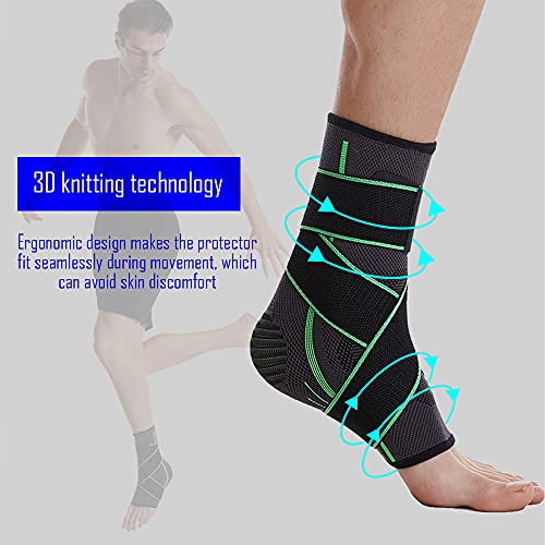 TOFBS Tobillera de compresión ajustable para hombre, mujer, soporte de tendón de Aquiles, fascitis plantar, estabilizar ligamentos, alivia el dolor hinchazón y dolor de tobillo (verde, M)