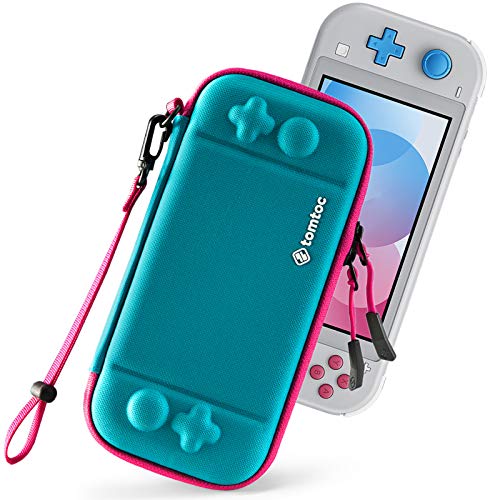 tomtoc Funda para Nintendo Switch Lite, Estuche Rígido con Espacio para 8 Tarjetas de Juegos, Bolso Delgado de Transporte con Proteción Militar, Azul Coral