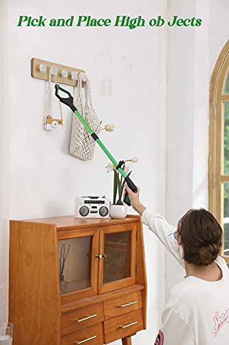 TOOSOFt 81.3cm Pinzas Extensibles Larga, Colector de Recoge Basura Extensible Recoge,Pinza Recoge Objetos de Aleación de Aluminio Verde Objetos Retráctiles Plegables con Agarre de Goma Giratorio