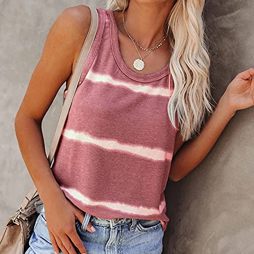 Top Casual de Mujer Camiseta Holgada de Mujer Cuello Redondo Camiseta Cabestrillo de Rayas de Color Liso Manga Corta Sin Mangas Traje de BañO de Cuello Redondo