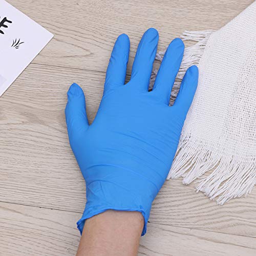 TOPBATHY 100 Piezas Guantes de Examen de nitrilo Desechables sin Polvo Guantes de Goma de látex Guantes de Grado alimenticio Cocina Servicio de Alimentos Guantes de Limpieza Talla s (Azul)