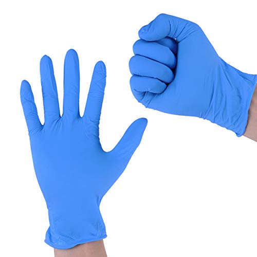 TOPBATHY 100 Piezas Guantes de Examen de nitrilo Desechables sin Polvo Guantes de Goma de látex Guantes de Grado alimenticio Cocina Servicio de Alimentos Guantes de Limpieza Talla s (Azul)