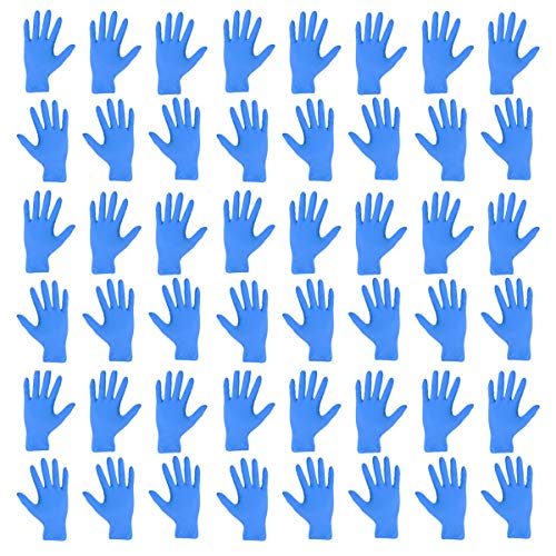 TOPBATHY 100 Piezas Guantes de Examen de nitrilo Desechables sin Polvo Guantes de Goma de látex Guantes de Grado alimenticio Cocina Servicio de Alimentos Guantes de Limpieza Talla s (Azul)