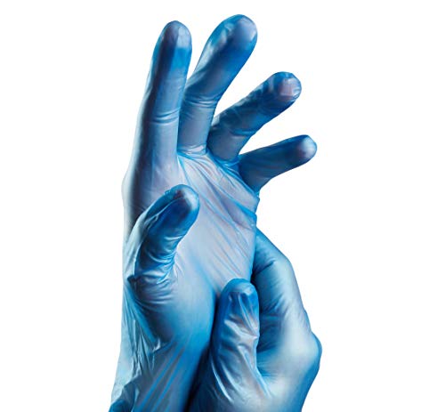 TouchGuard - Guantes de vinilo azules desechables sin polvos, caja de 100 unidades, grandes