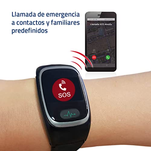 Tracmi Reloj B6 con botón de Llamada de Emergencia SOS - Localización GPS - Podómetro para Control de Actividad - Protección y Cuidado de Mayores, con Alzheimer o Demencia