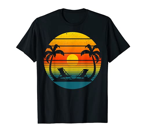 Tropical Sunset Reflectante Ocean Palm Trees Sillas de Playa Camiseta