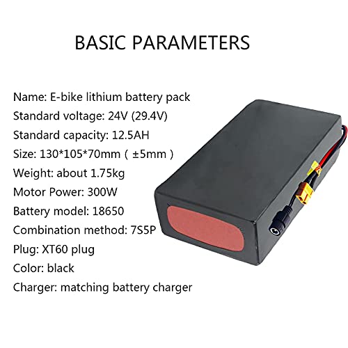 TTOOY Batería de Litio Personalizable de 24V 10Ah 12.5Ah 15Ah 17.5Ah 20Ah 22.5Ah 25Ah Batería de Bicicleta Eléctrica para Herramientas Eléctricas Sillas de Ruedas Eléctricas Scooters Eléctricos