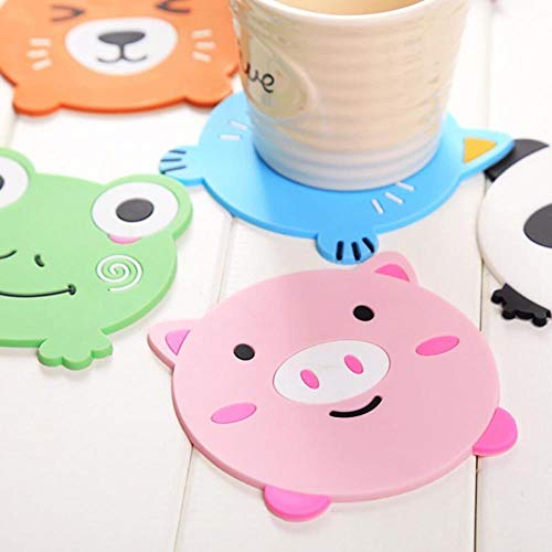 TTYAC Mesa de Comedor de Silicona Place Mat Coaster Mat Bar Cup Cartoon Animal Creative Funny Drinking Pads para Accesorios de Cocina para el hogar, Rana, Federación de Rusia