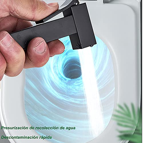 TVTIUO Pulverizador de bidé para inodoro, Portatil para Kit Ducha de Lavabo Bidet con Manguera WC,Multifunción pulverizador,monomando agua fría y caliente,latón,negro