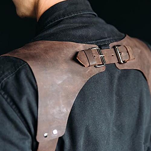 TZH Cinturón Trasero De Cuero De PU Medieval Steampunk Correas De Moda Retro Sling Renaissance Cosplay Jeans Ajustables Cinturón De Soporte para Hombres Colocación Diaria,Negro