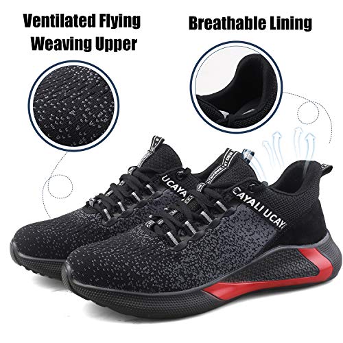 UCAYALI Zapatillas de Seguridad Hombre Calzado de Trabajo Cómodo Zapatos de Seguridad con Punta de Acero Zapatos Protección Deportivos Negro Gr.43