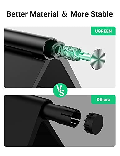 UGREEN Soporte Tablet, Soporte Móvil Mesa Multiángulo Soporte Ajustable para 4 a 12" Tablets y Moviles para iPhone 13 12 Pro 13, iPad Pro, iPad Mini, Xiaomi Redmi Note 10 Pro, Galaxy Tab A(Negro)