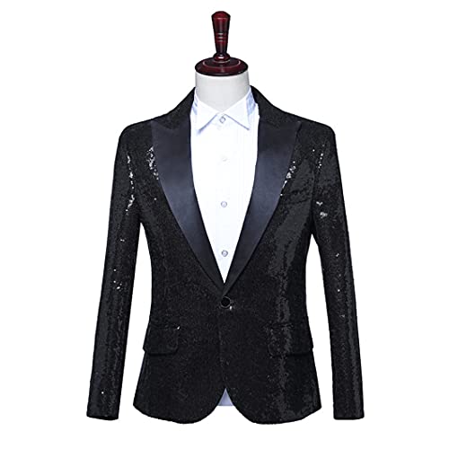 UJDKCF Blazer Men Stage Singer Cantante Traje de Rendimiento Homme Party Traje de Fiesta Chaqueta Black XXL