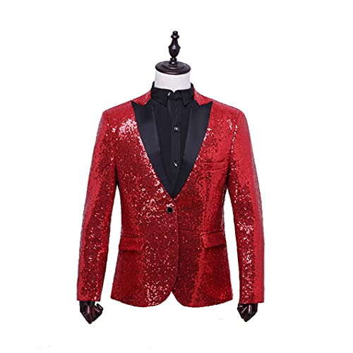 UJDKCF Blazer Men Stage Singer Cantante Traje de Rendimiento Homme Party Traje de Fiesta Chaqueta Black XXL