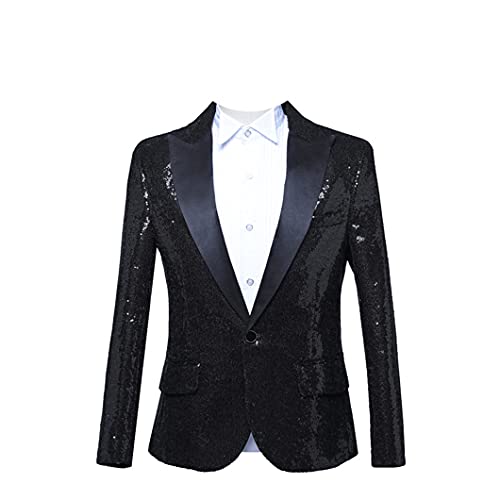 UJDKCF Blazer Men Stage Singer Cantante Traje de Rendimiento Homme Party Traje de Fiesta Chaqueta Black XXL