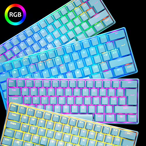 UK61 60% Teclado mecánico para Juegos Tipo C Cableado 61 Teclas Retroiluminación LED Teclado Impermeable USB Retroiluminación RGB Teclas Anti-Fantasma para computadora/PC/Laptop/Mac