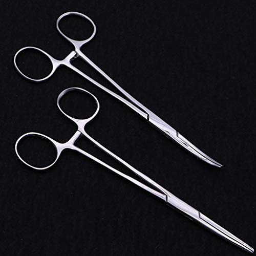 UKCOCO Pinzas Hemostáticas de Acero Inoxidable de 2 Piezas- Mordazas Hemostáticas Pinzas de Salida Pinzas de Copa Set Hemostático para Pet (14Cm Curvadas Rectas)