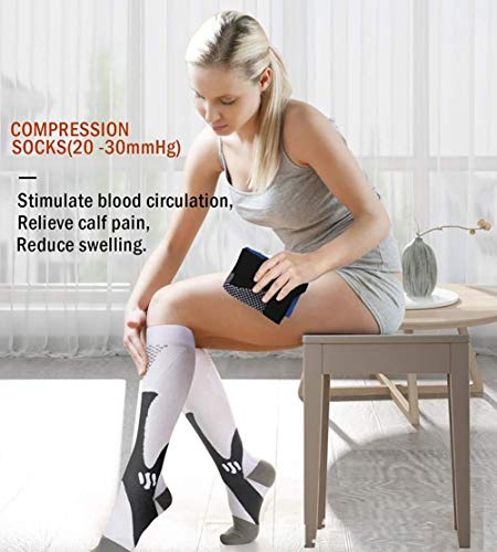 UKKD Calcetines Hombre 3 Pares De Medias De Compresión De 20-30 Mmhg Calcetines De Correr Deporte, Hombres, Mujeres Fútbol Ciclismo De Maratón,En Lugar De Naranja,Xxl