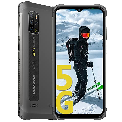 Ulefone Armor 12 Smartphones 5G, Teléfono Móvil 8GB + 128GB, 48MP + 16MP, 6.52 Pulgadas, MediaTek Dimensity 700, Batería de 5180mAh, Android 11 IP68, QI NFC FM Carga inalámbrica Negro