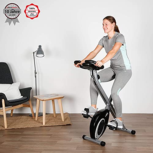 Ultrasport F-Bike Bicicleta estática de Fitness, Aparato doméstico, Plegable con Consola y sensores de Pulso en Manillar, sin Respaldo, Unisex, Negro