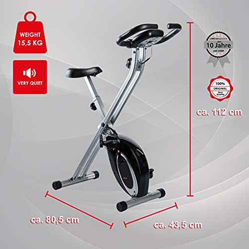 Ultrasport F-Bike Bicicleta estática de Fitness, Aparato doméstico, Plegable con Consola y sensores de Pulso en Manillar, sin Respaldo, Unisex, Negro