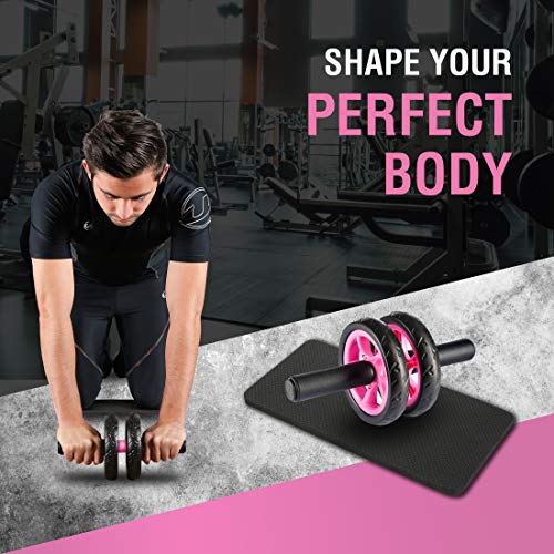 Ultrasport Wheel, Roller, AB Abdominal Aparato de Entrenamiento y Ayuda para Bajar de Peso, con Rueda Doble y Superficie de Apoyo para Las Rodillas, Unisex Adulto, Rosa, OS