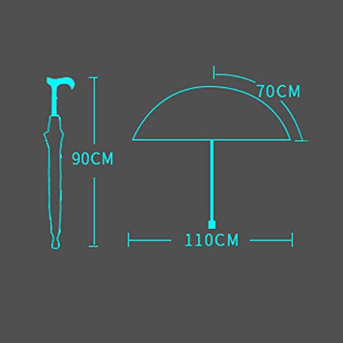 Umbrella La Gracia Grace 2-in-1 Walking Sticks Windbreak Ribs Walking Cane Muleta Paraguas, Paraguas de muletas Ajustables para Personas Mayores, Antideslizante Reforzar muletas Paraguas