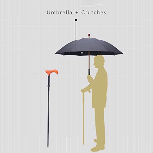 Umbrella La Gracia Grace 2-in-1 Walking Sticks Windbreak Ribs Walking Cane Muleta Paraguas, Paraguas de muletas Ajustables para Personas Mayores, Antideslizante Reforzar muletas Paraguas