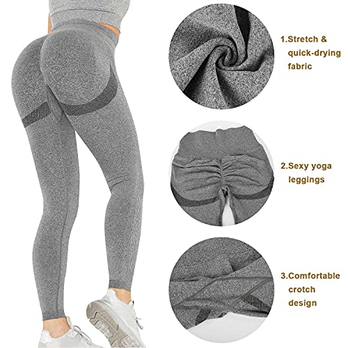 UMIPUBO Mujer Mallas Pantalones Deportivos Push up Yoga Leggings de Cintura Alta Pantalones Deporte para Fitness Running Elásticos y Transpirables