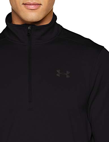 Under Armour Fleece Sudadera para Hombre, Camiseta de Manga Larga con Media Cremallera, Sudadera de Deporte Transpirable y elástica, Black/Black (001), XXL