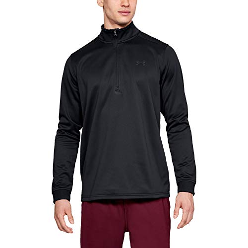 Under Armour Fleece Sudadera para Hombre, Camiseta de Manga Larga con Media Cremallera, Sudadera de Deporte Transpirable y elástica, Black/Black (001), XXL