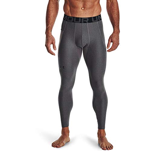 Under Armour UA HG Armour Leggings cómodo pantalón Largo, Hombre, Gris (Carbon Heather/Black), M