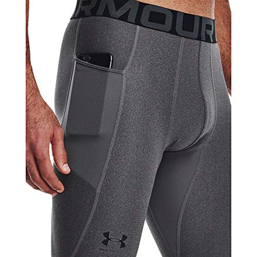 Under Armour UA HG Armour Leggings cómodo pantalón Largo, Hombre, Gris (Carbon Heather/Black), M