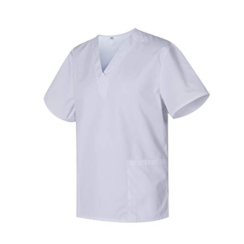 Uniformes Uno Médico Unisex con Casaca y Pantalones Sanitarios 301-501 - XL, Blanco,pecho(130 cm), cintura(130 cm)